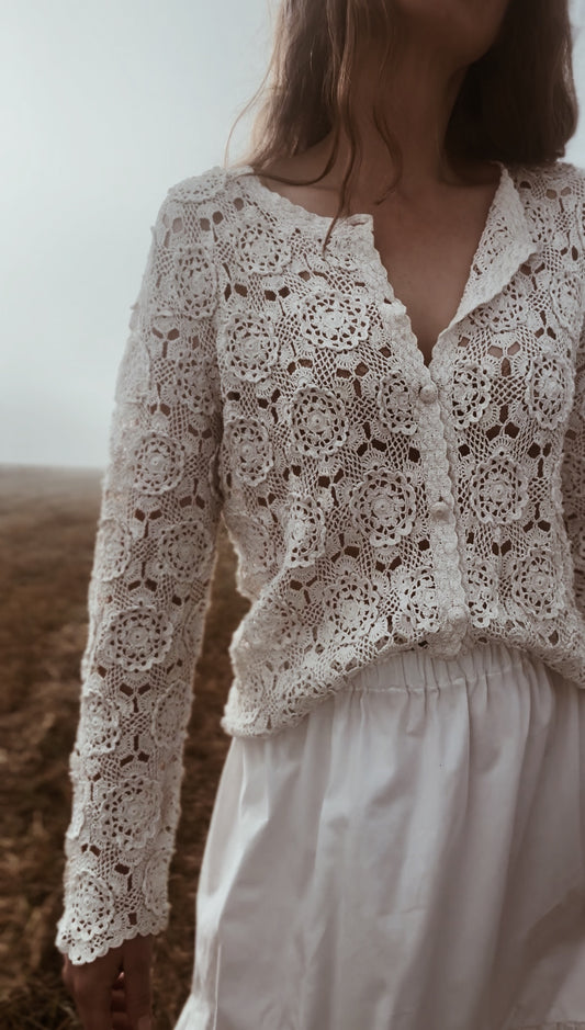 REWORKED CROCHET CARDIGAN OFF WHITE SMALL