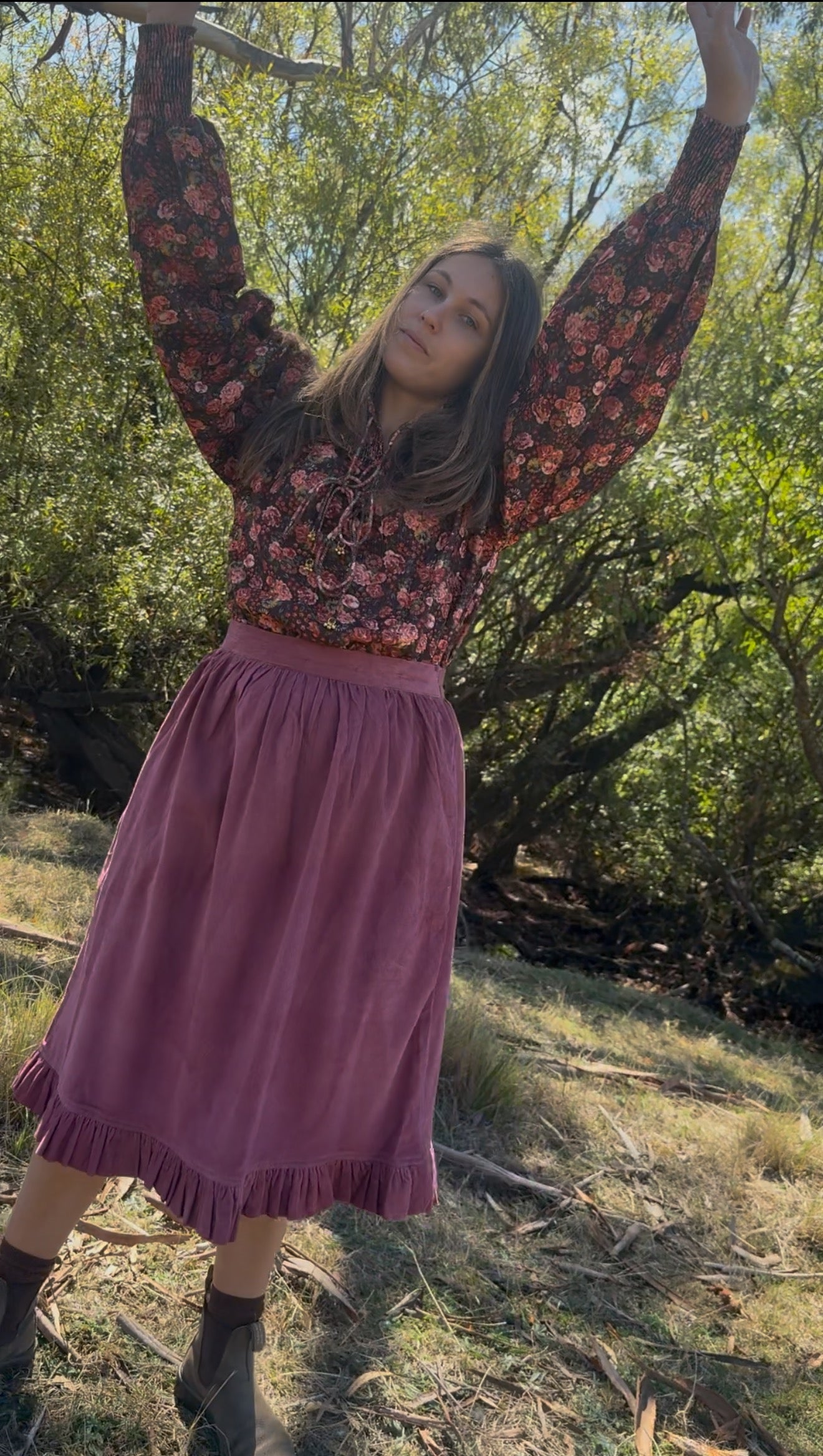 100% RECYCLED COTTON CORDUROY- BAMBI BLOUSE AUTUMNAL FLORAL