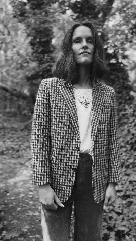 VINTAGE MARMAIR HOUNDSTOOTH WOOL BLAZER XS-S - MADE IN ENGLAND
