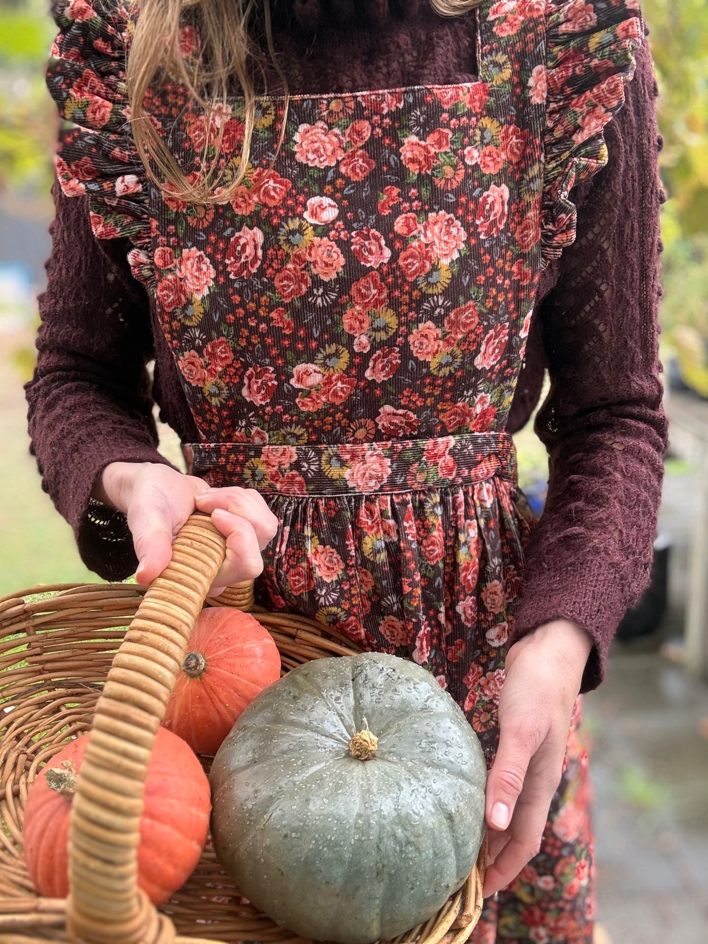 100% RECYCLED COTTON - AUTUMNAL ANOUK RUFFLE PINAFORE/SKIRT CORDUROY