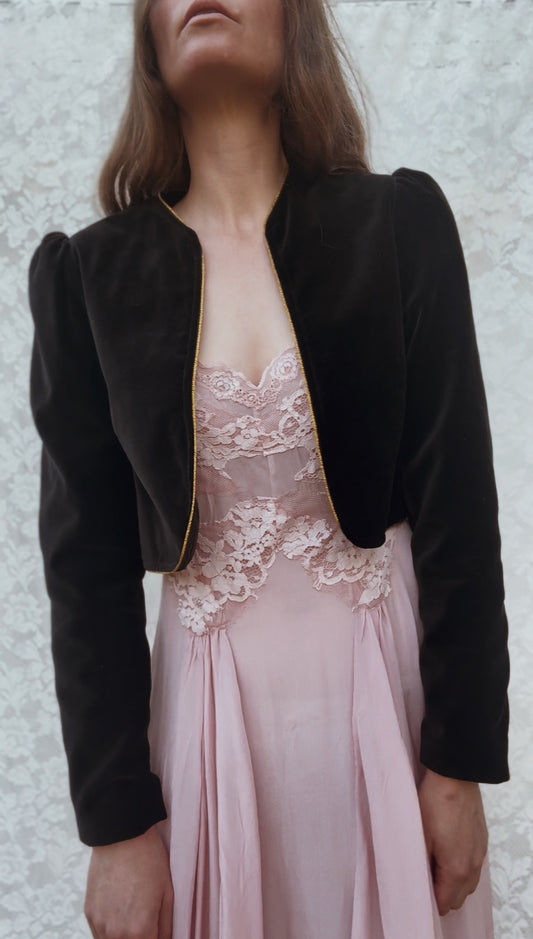 VINTAGE VELVETEEN CROP JACKET XS