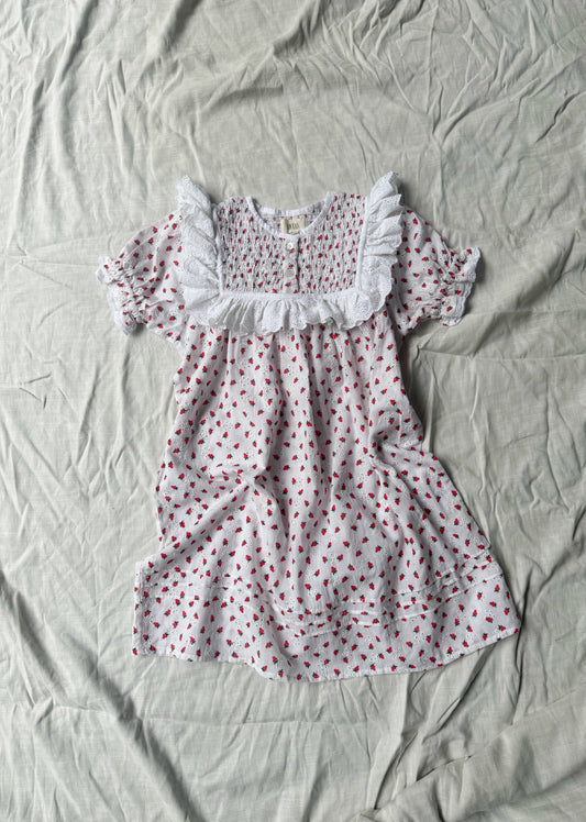100% RECYCLED COTTON - ANNABELLE GIRL'S STRAWBERRY DRESS