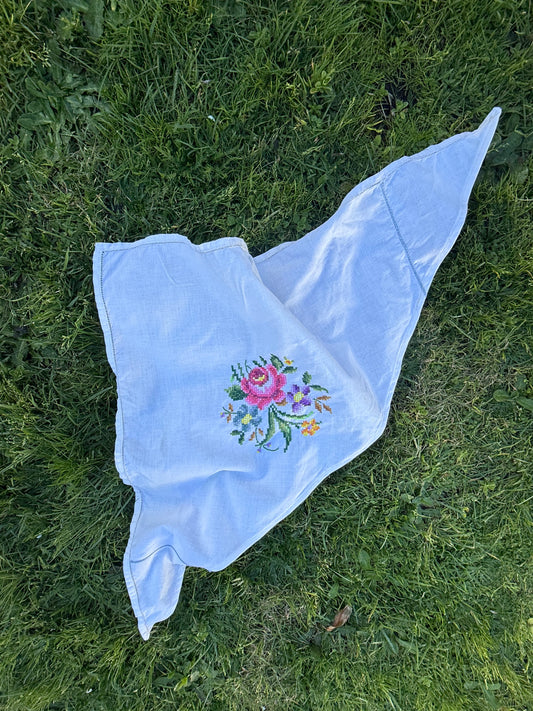 REWORKED - CROSS STITCH ROSE HEAD SCARF