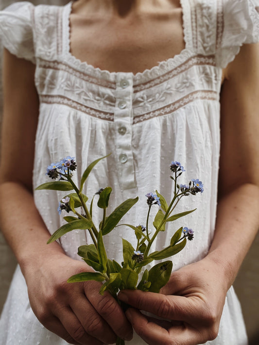 100% RECYCLED COTTON - ALICE DRESS - WHITE