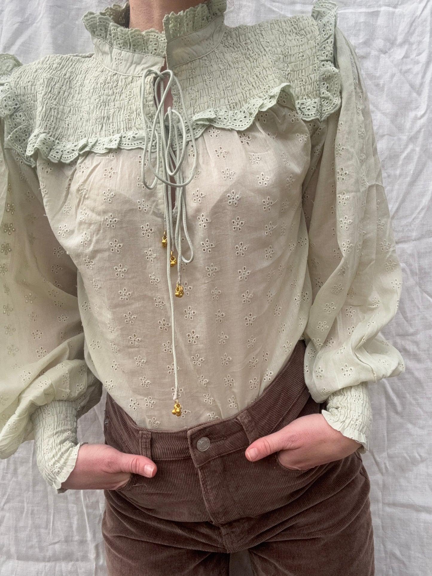 100% RECYCLED COTTON - BAMBI BLOUSE LIGHT MINT GREEN