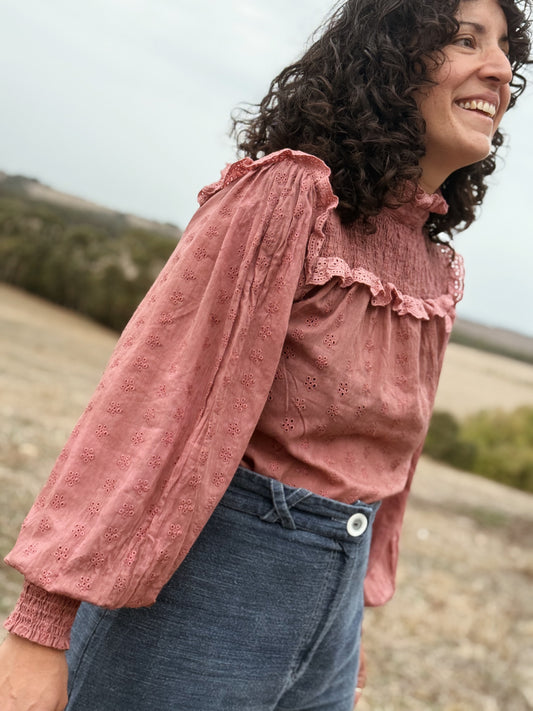 100% RECYCLED COTTON - BAMBI BLOUSE WASHED DUSTY PINK