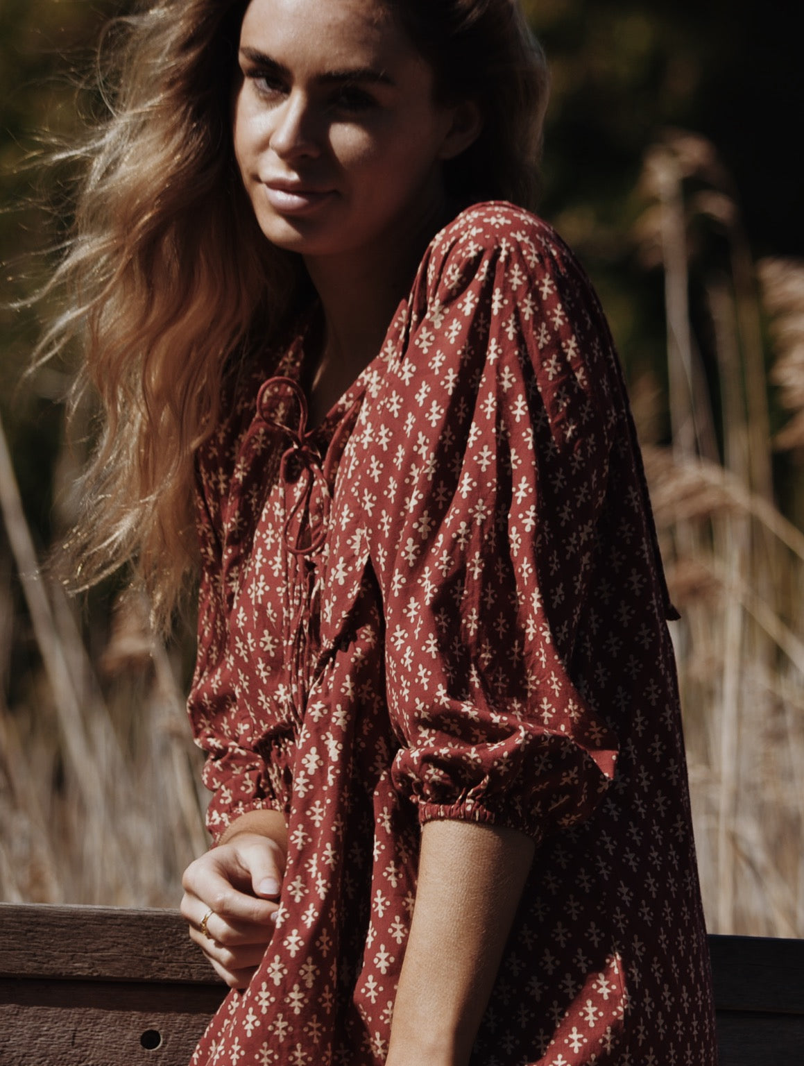 SECOND - HENRI MAXI DRESS CLAY HAND BLOCK PRINT