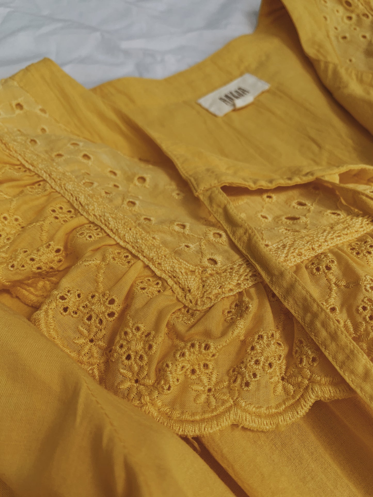 100% RECYCLED COTTON - ABERDEEN BUTTERCUP COTTON LACE DRESS