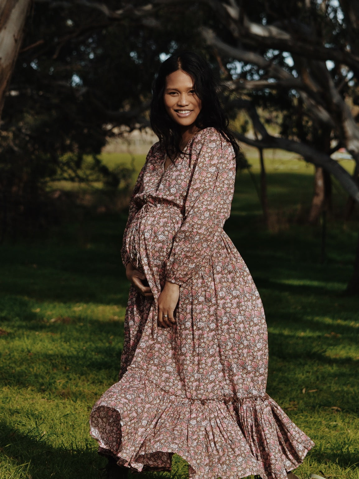 SMALL RESTOCK - MAÈLI MIDI DRESS BROWN FLORAL