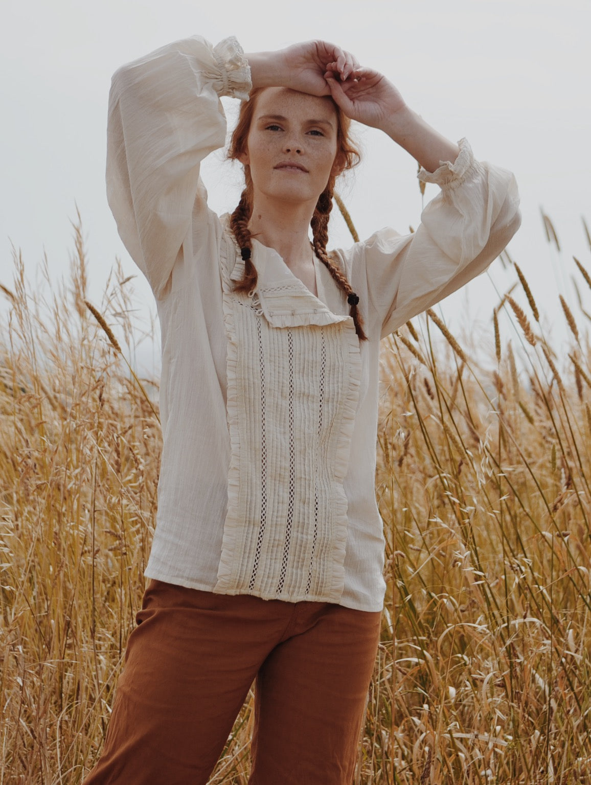 100% RECYCLED COTTON - PAULINA BLOUSE ANTIQUE WHITE