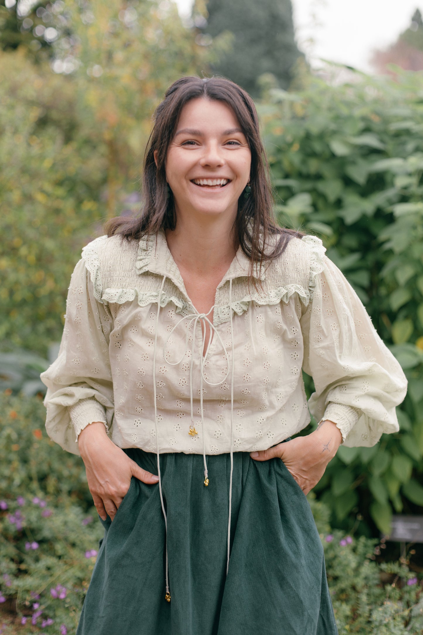 100% RECYCLED COTTON - BAMBI BLOUSE LIGHT MINT GREEN