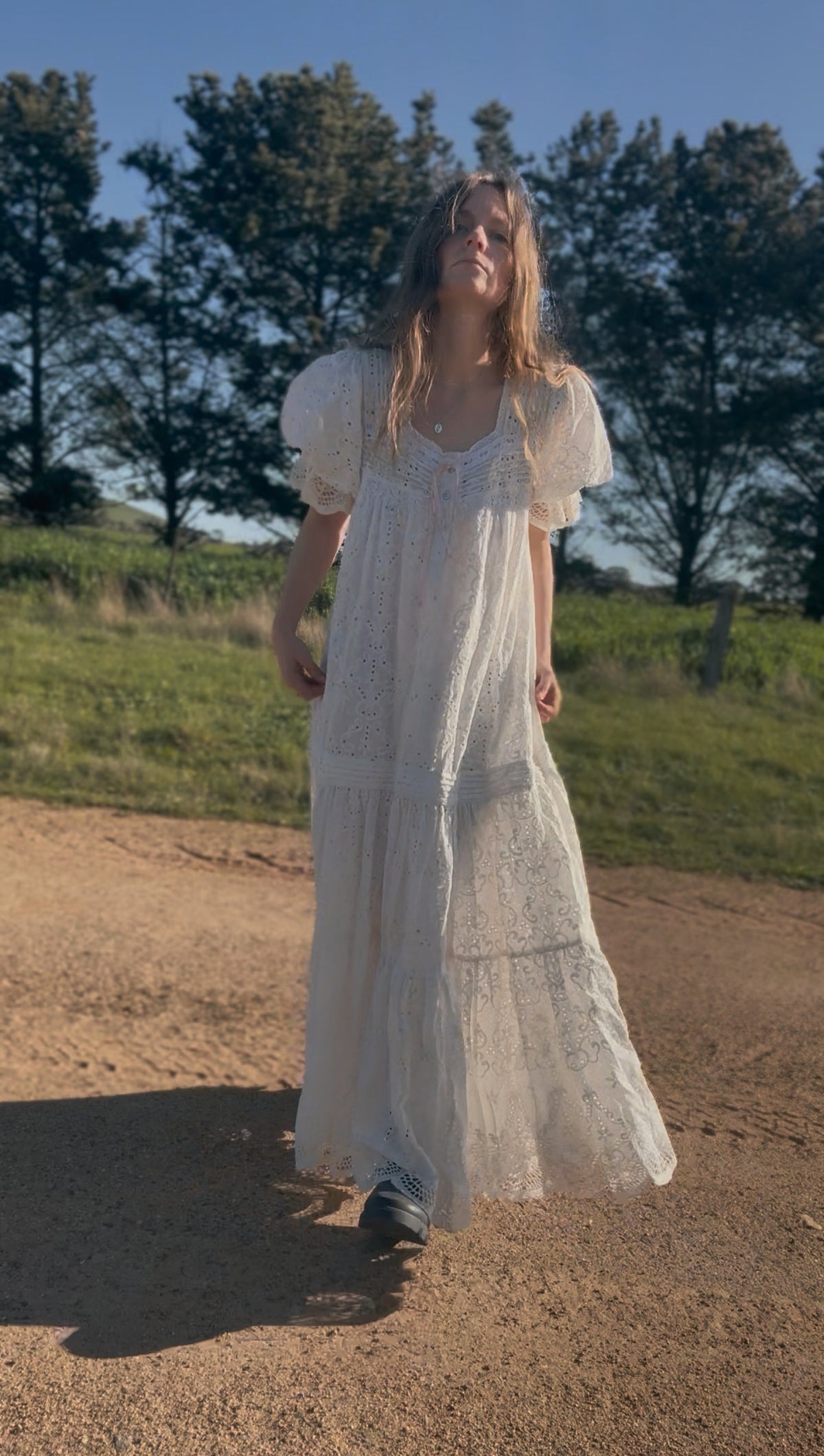 100% RECYCLED COTTON - MORNING SONG DRESS WHITE BRODERIE COTTON