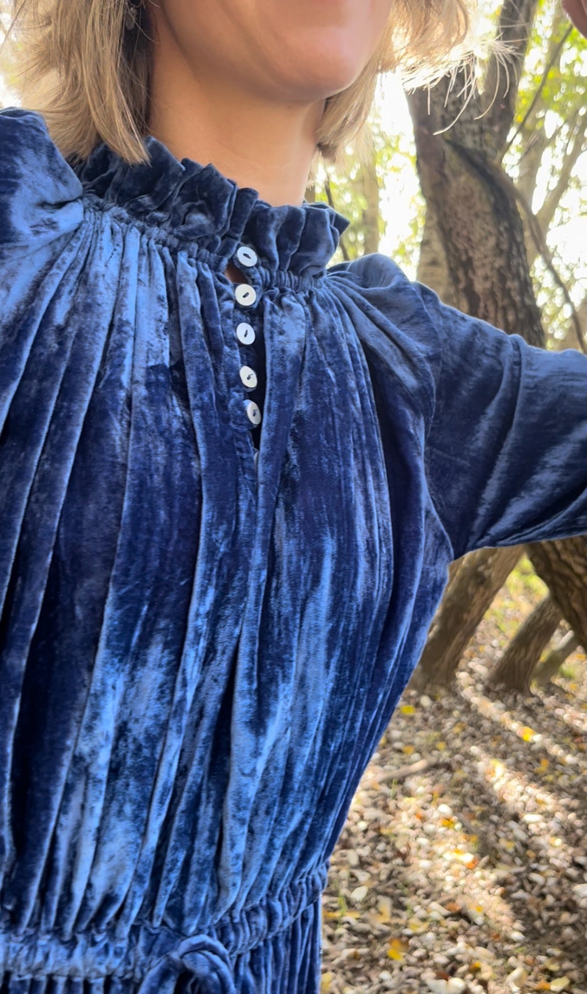 PRAIRIE DRESS BLUE VELVET