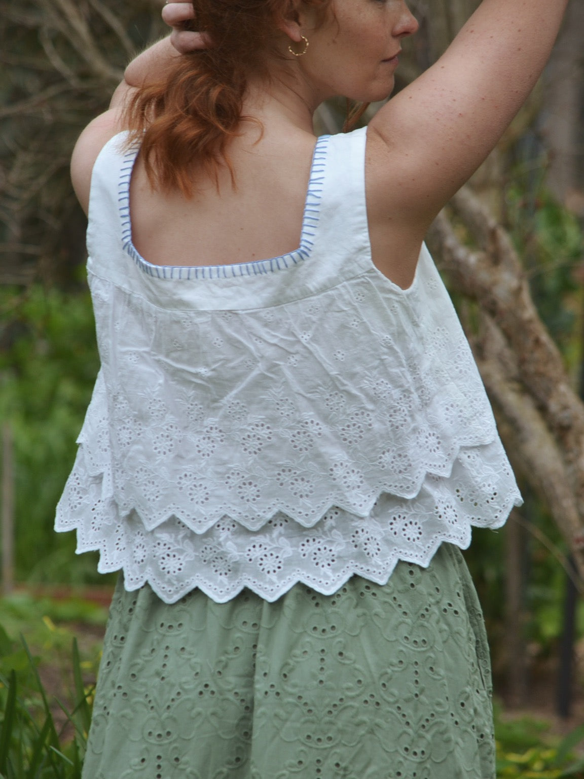 REWORKED - ONE OF A KIND COTTON EMBROIDERED BLOUSE MEDIUM - LARGE