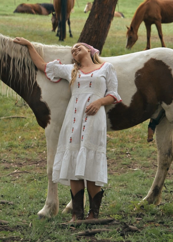 100% COTTON - FOLKLORE EMBROIDERED DRESS
