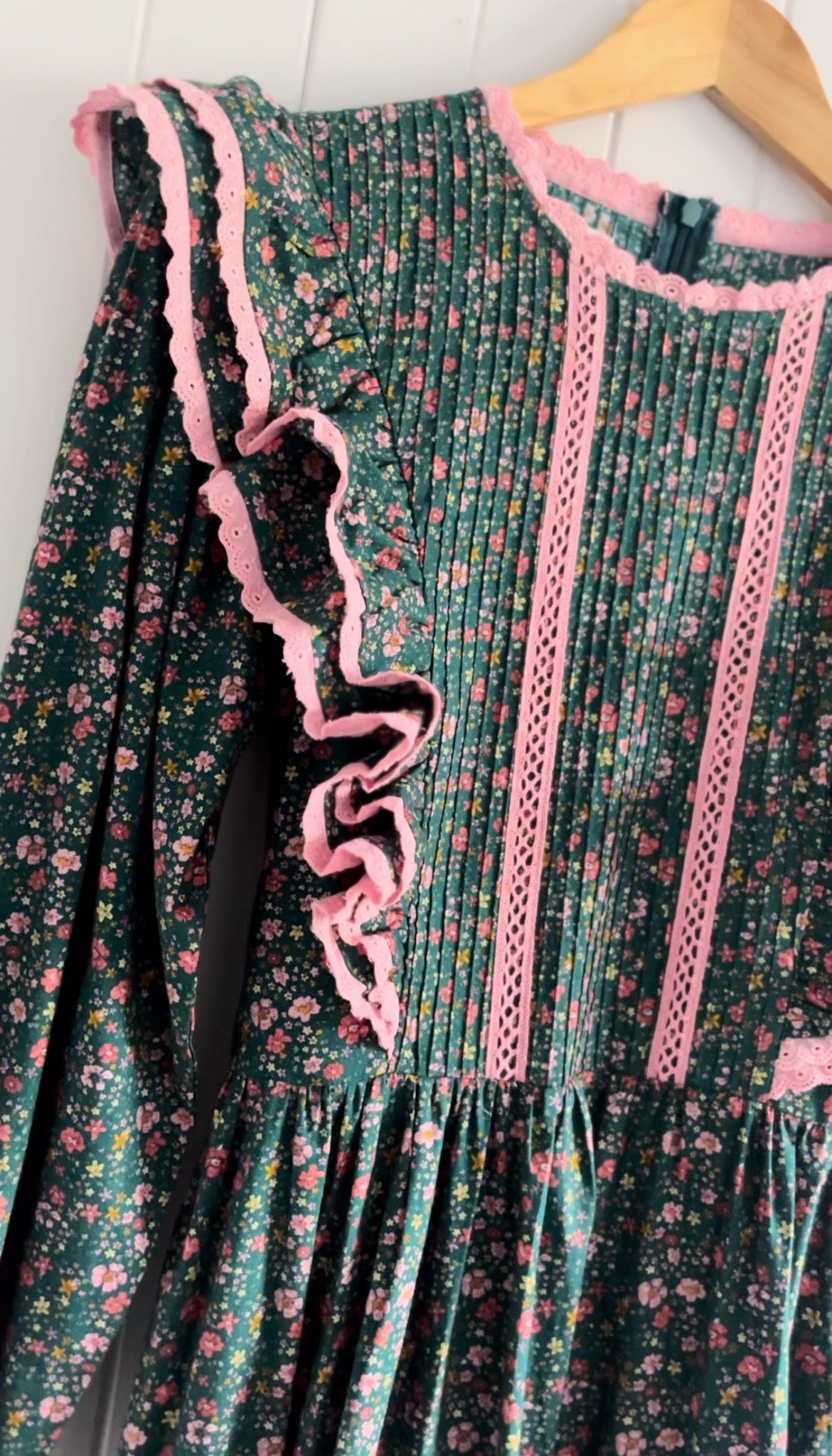 PRELOVED - BRAMWELL DRESS DITSY FLORAL TEAL PINK POPLIN XS (Copy)