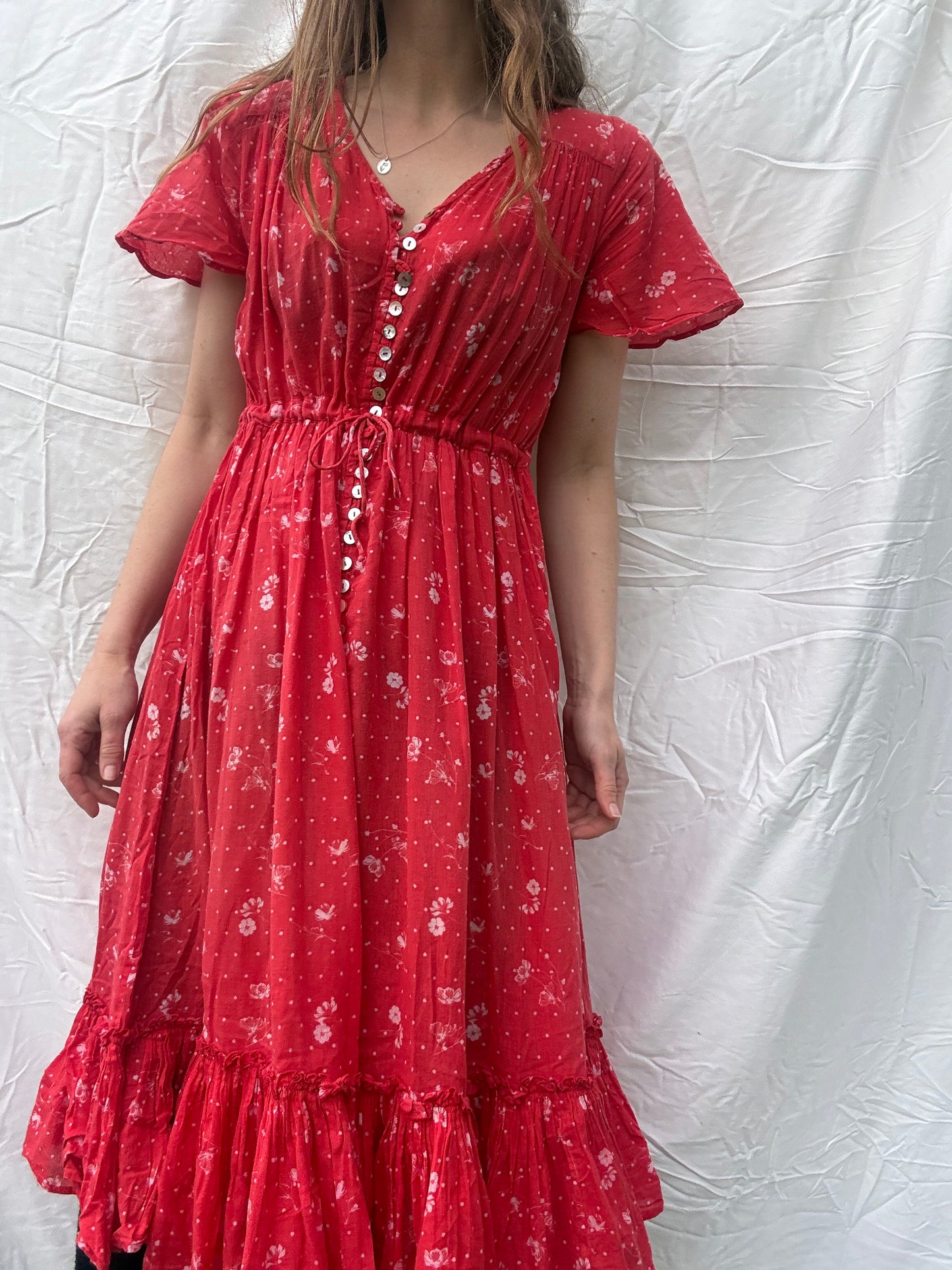 PRELOVED - DULCIE DRESS RED COSMOS FLORAL SMALL