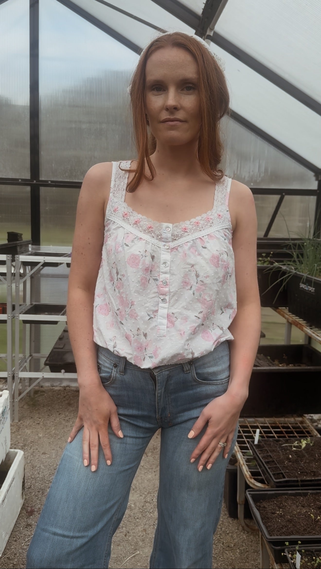 REWORKED - ONE OF A KIND CROP COTTON BLOUSE XS/S