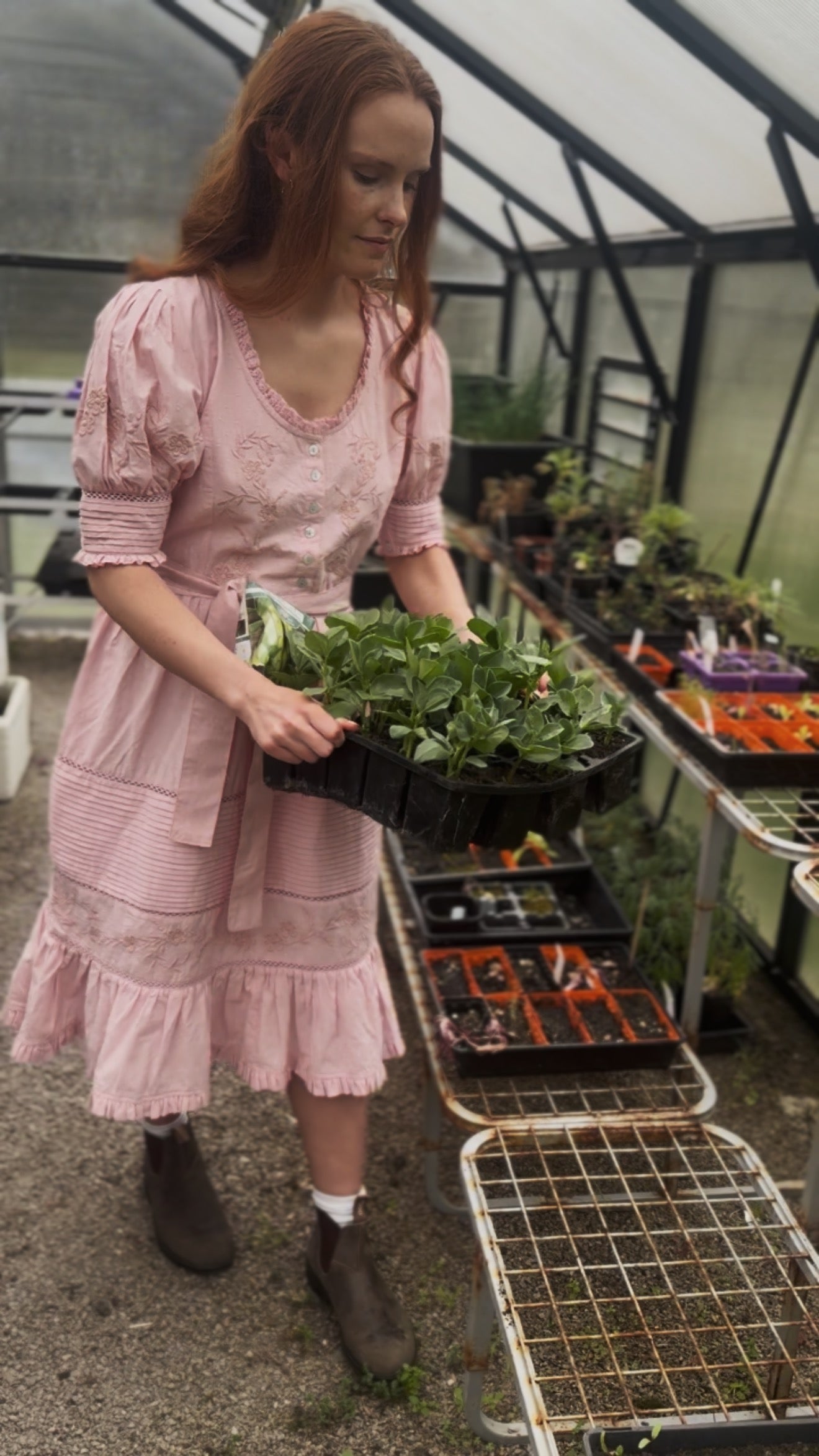 100% RECYCLED COTTON - FAUSTINE DRESS PASTEL PINK