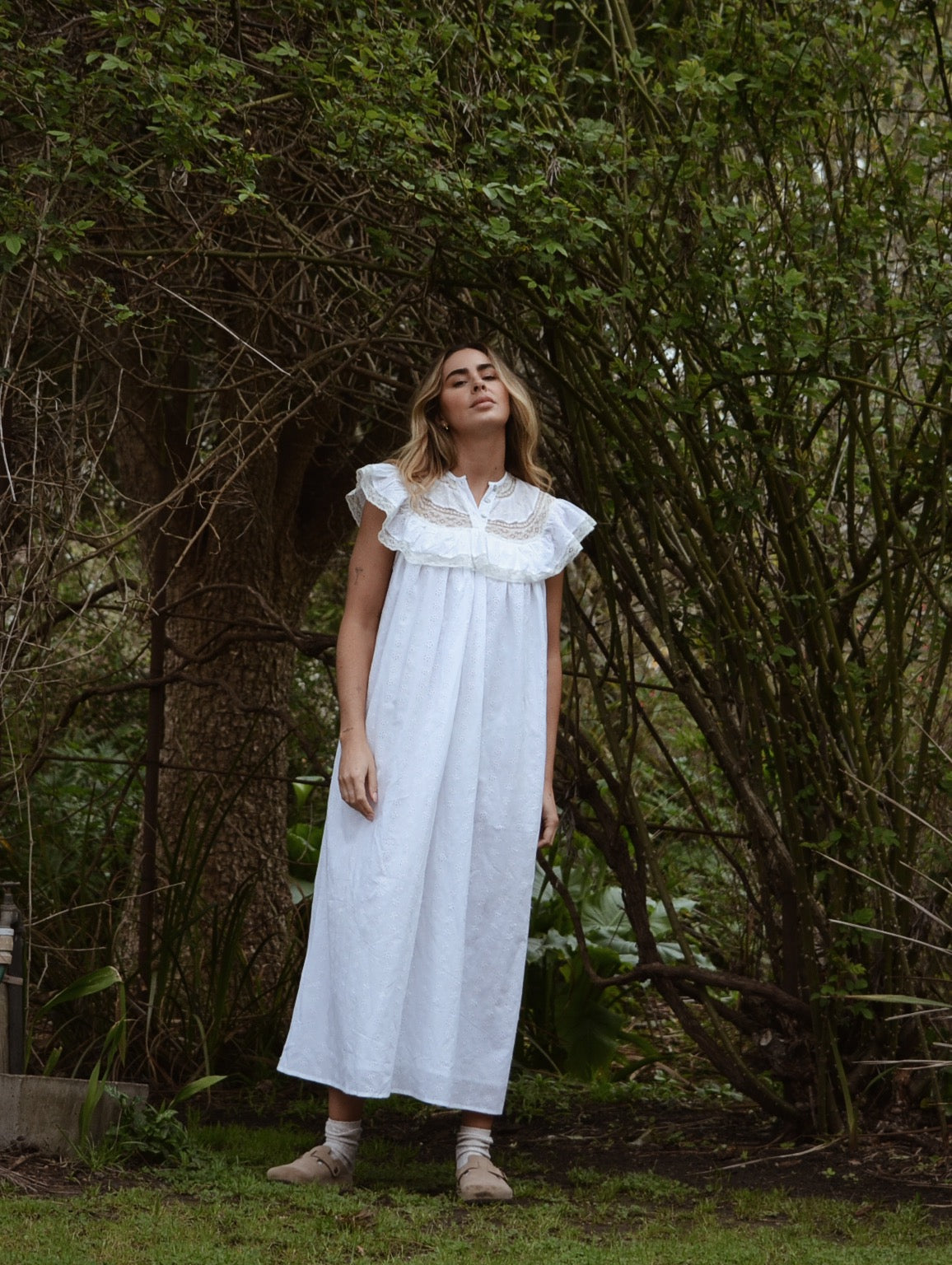 SMALL RESTOCK - 100% RECYCLED COTTON - REVERIE DRESS WHITE