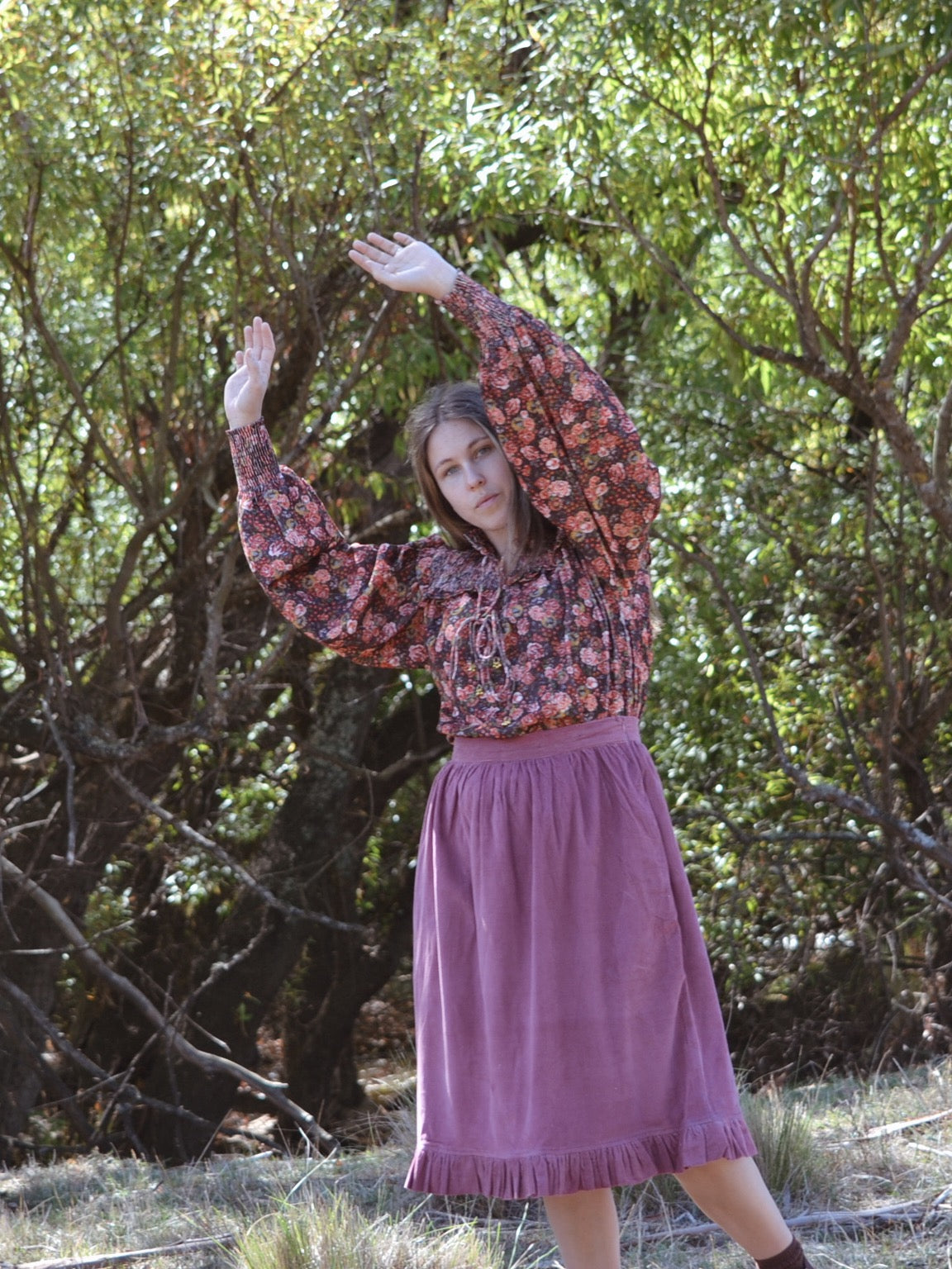 100% RECYCLED COTTON - ANOUK RUFFLE PINAFORE/SKIRT CORDUROY