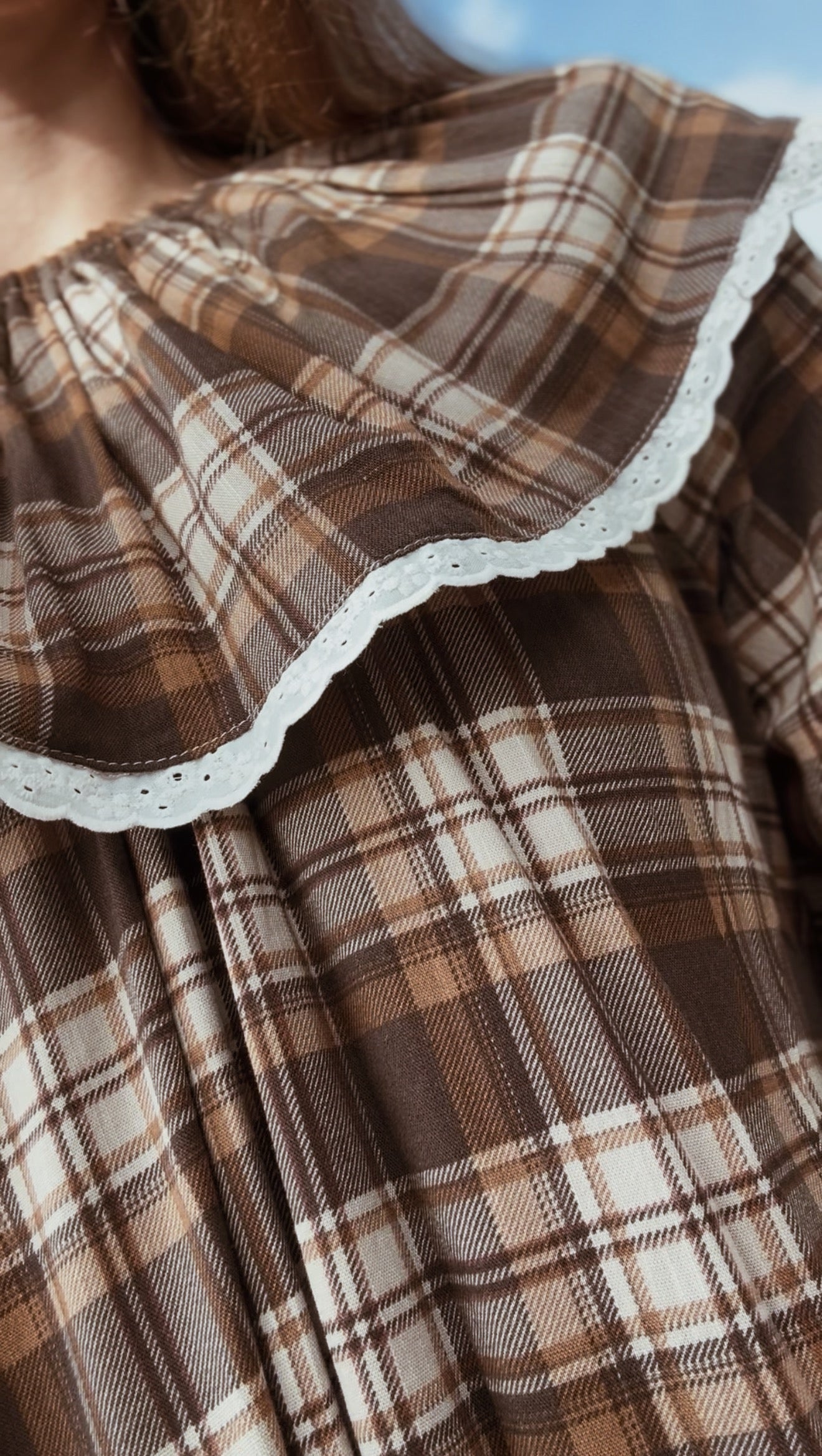 HETTIE SMOCK DRESS BROWN PLAID CHECK