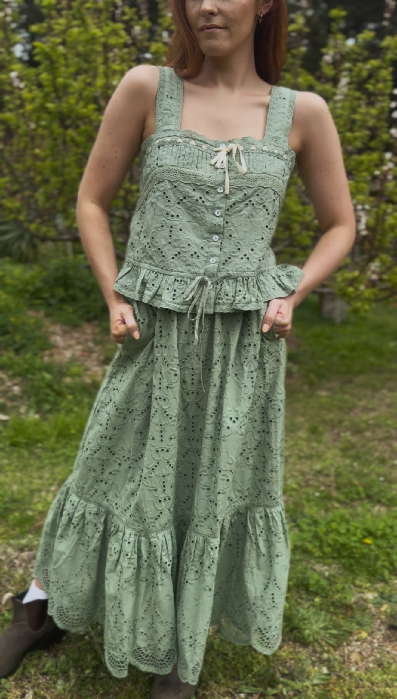 SMALL RESTOCK - 100% RECYCLED COTTON - ETIENNE CAMI SAGE