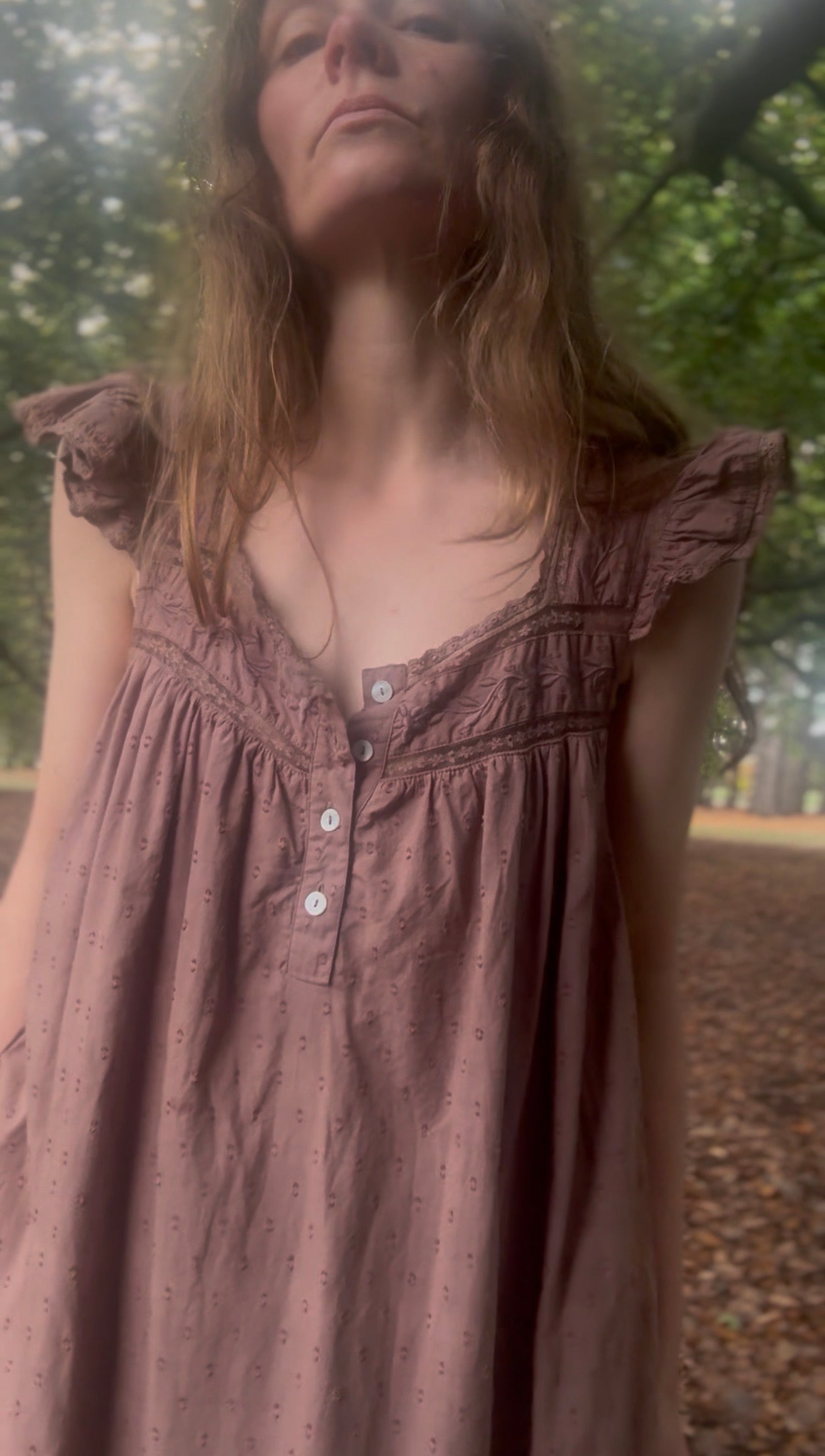 ONE ONLY - 100% RECYCLED COTTON - ALICE DRESS -  CHOCOLATE XS
