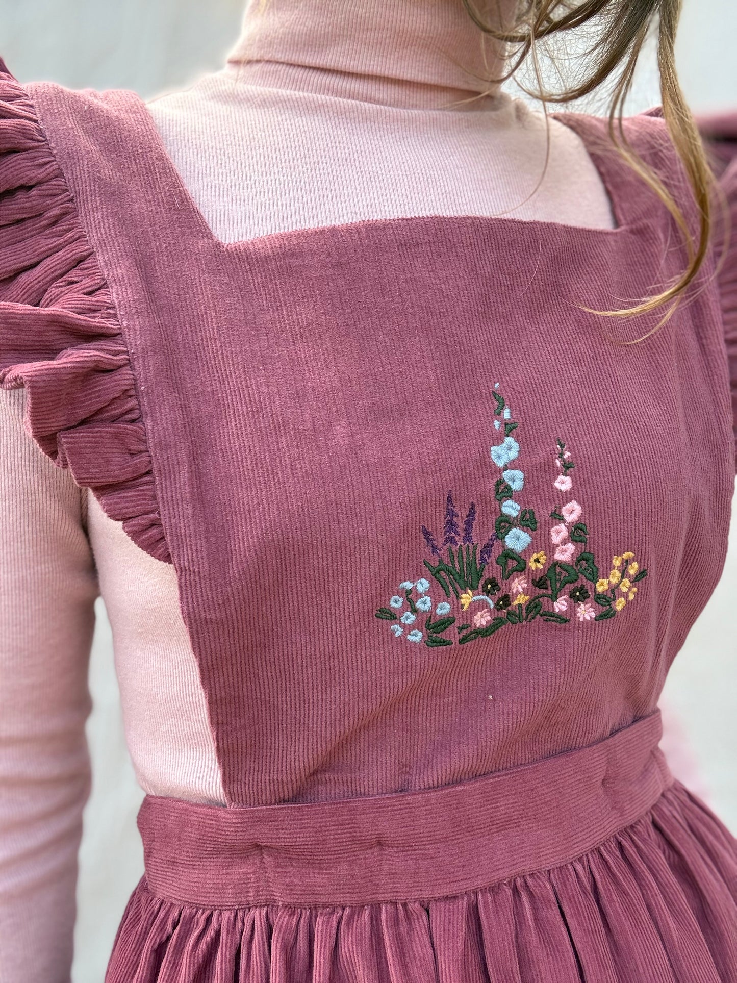 100% RECYCLED COTTON - ANOUK RUFFLE PINAFORE/SKIRT CORDUROY