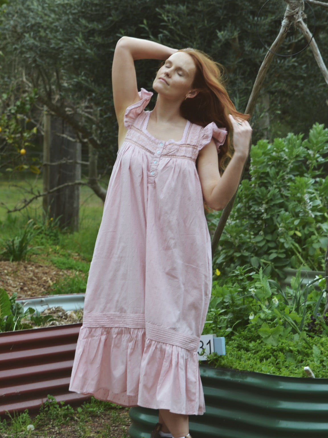 100% RECYCLED COTTON - ALICE DRESS -  PASTEL PINK