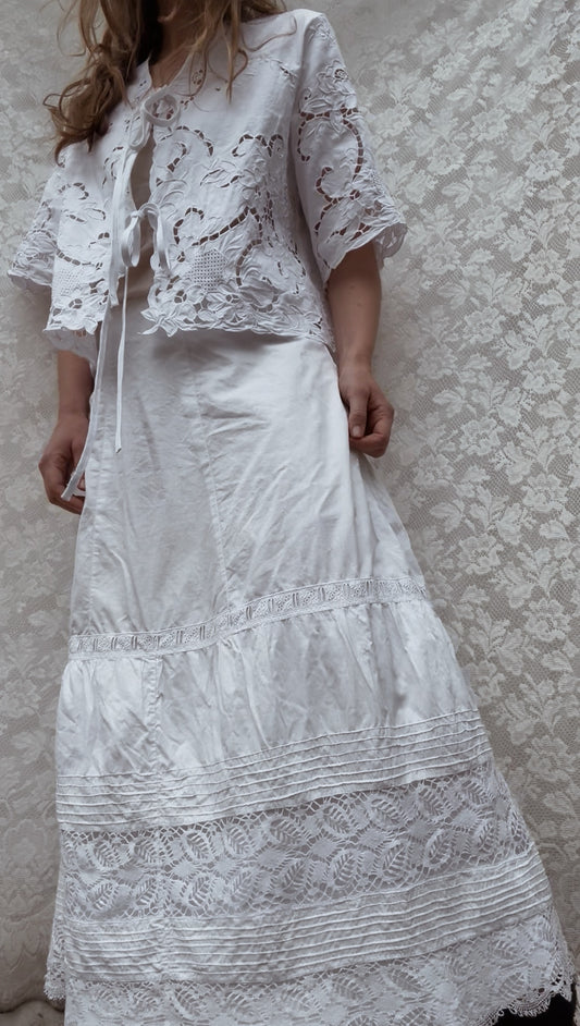 VINTAGE HANDMADE EARLY 1900'S PETTICOAT SKIRT SMALL