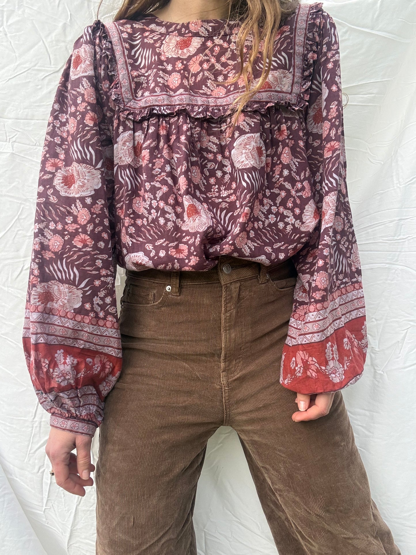 PRELOVED - DALI BLOUSE PLUM FLORAL SMALL