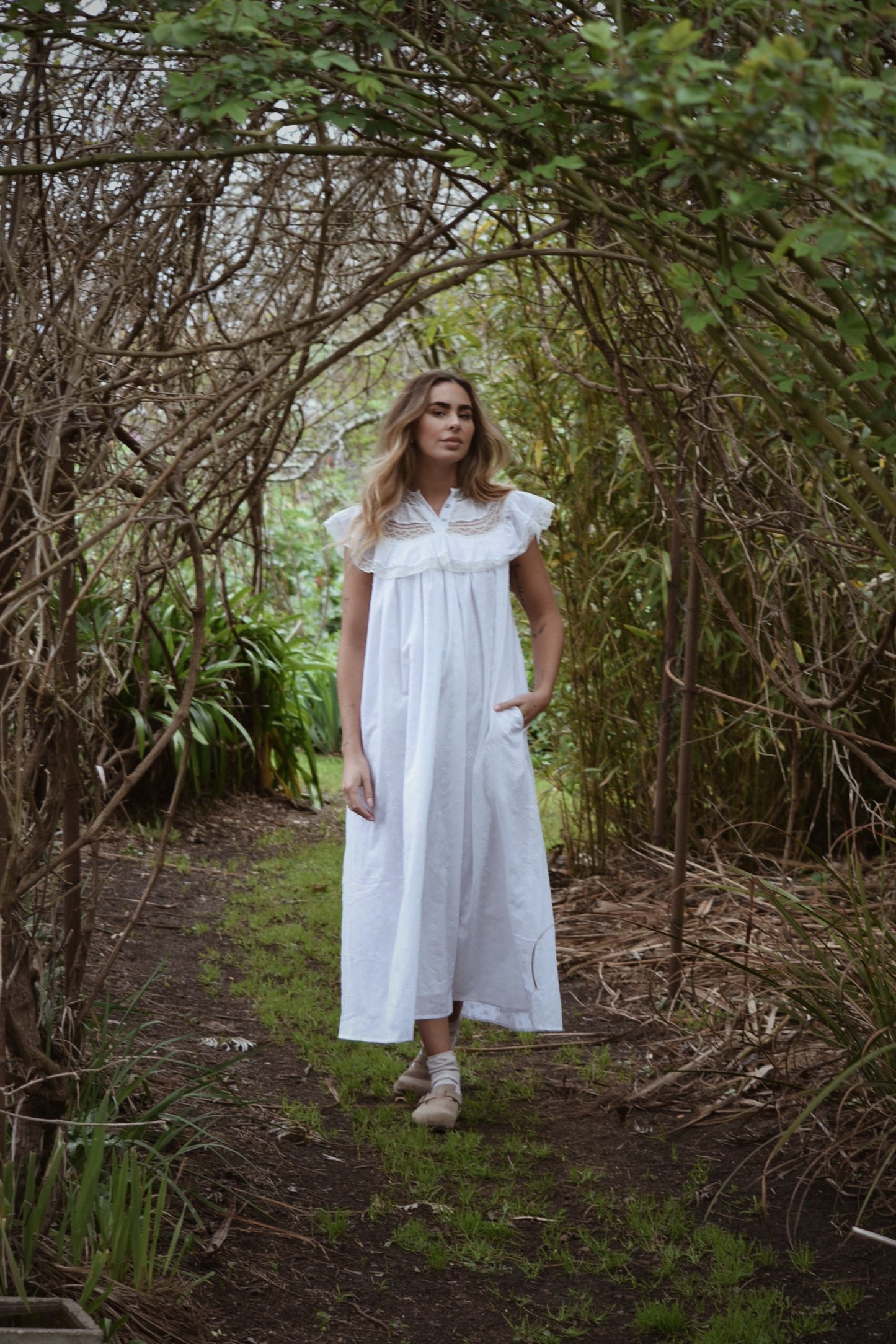 SMALL RESTOCK - 100% RECYCLED COTTON - REVERIE DRESS WHITE