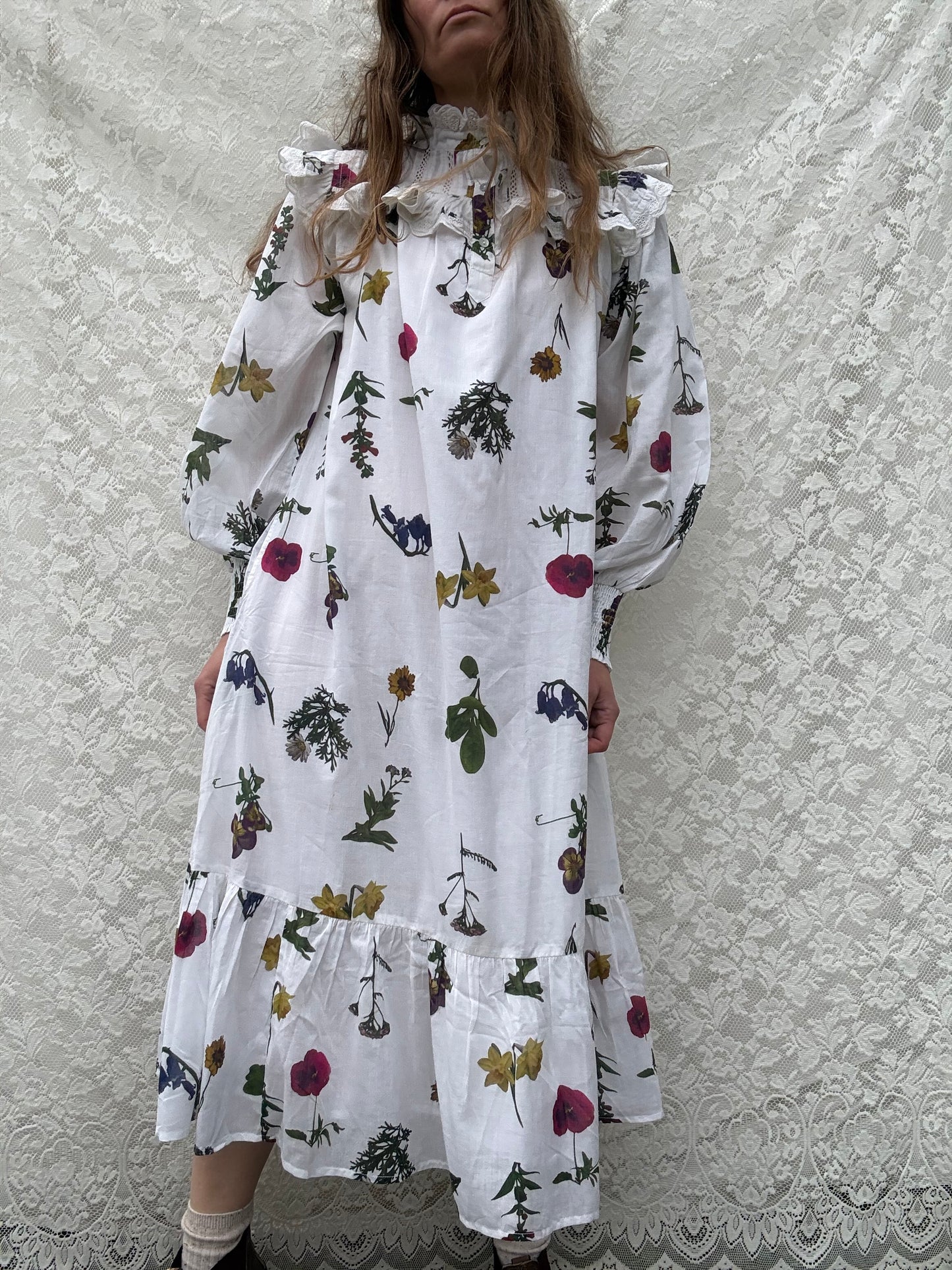 PRELOVED 100% RECYCLED COTTON - CLOTHILDE DRESS GARDEN BOTANIC LARGE