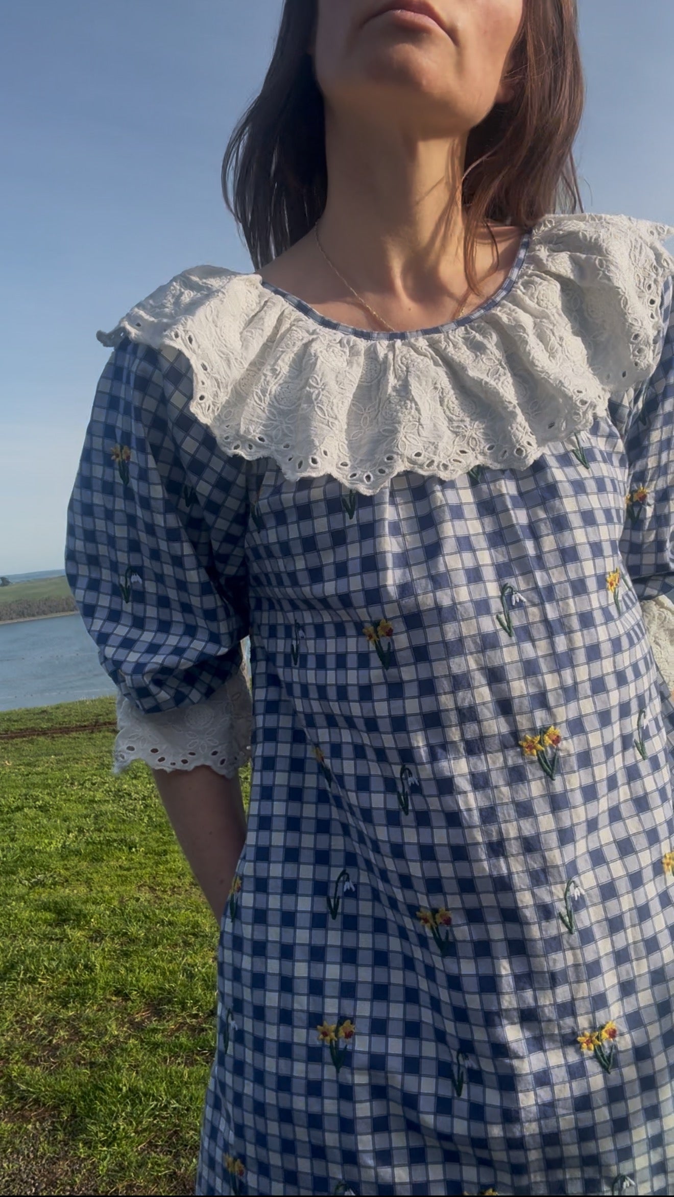 100% RECYCLED COTTON - MARTHA BLUE GINGHAM MINI