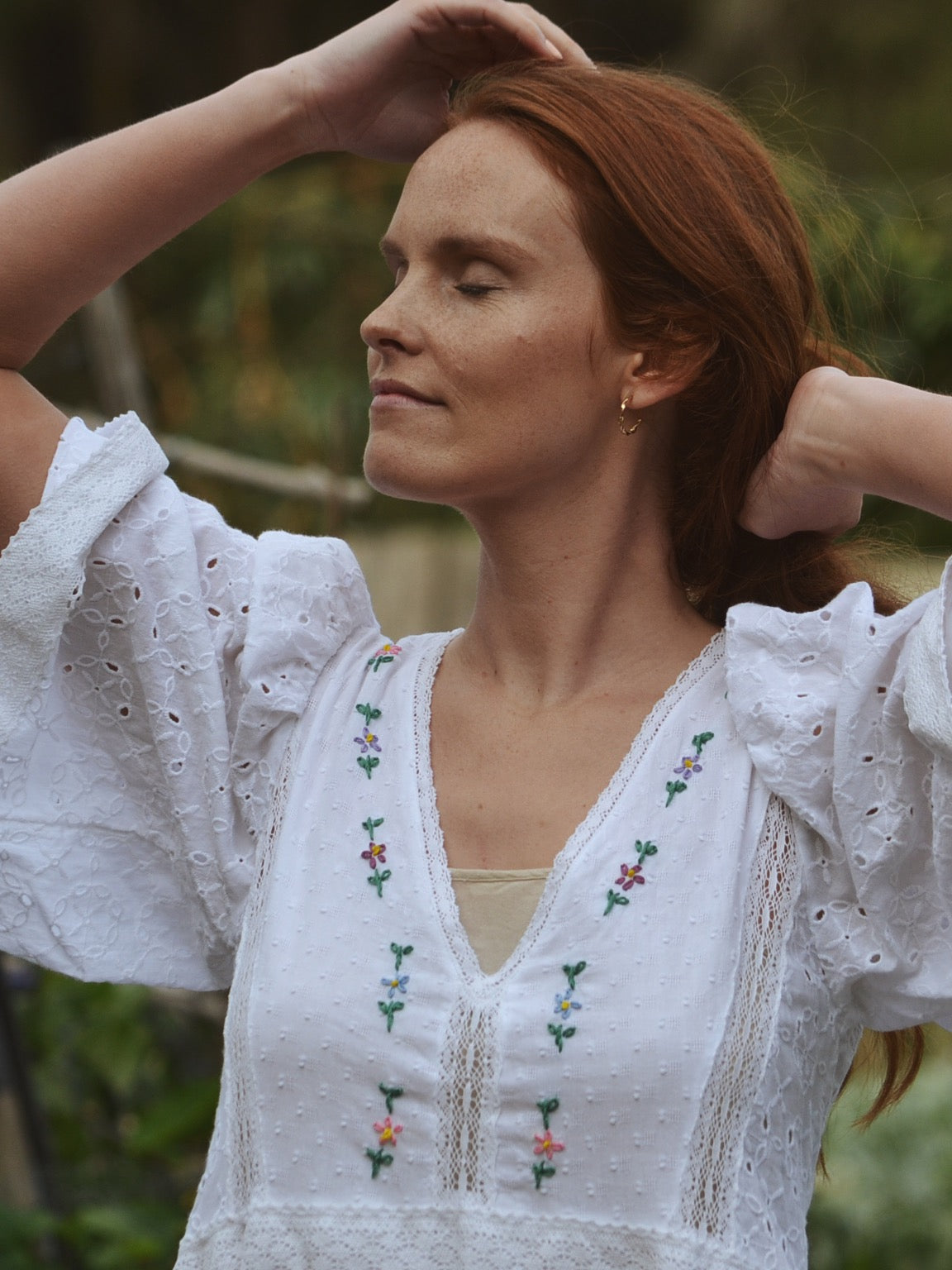 REWORKED COTTON LACE EMBROIDERED DRESS