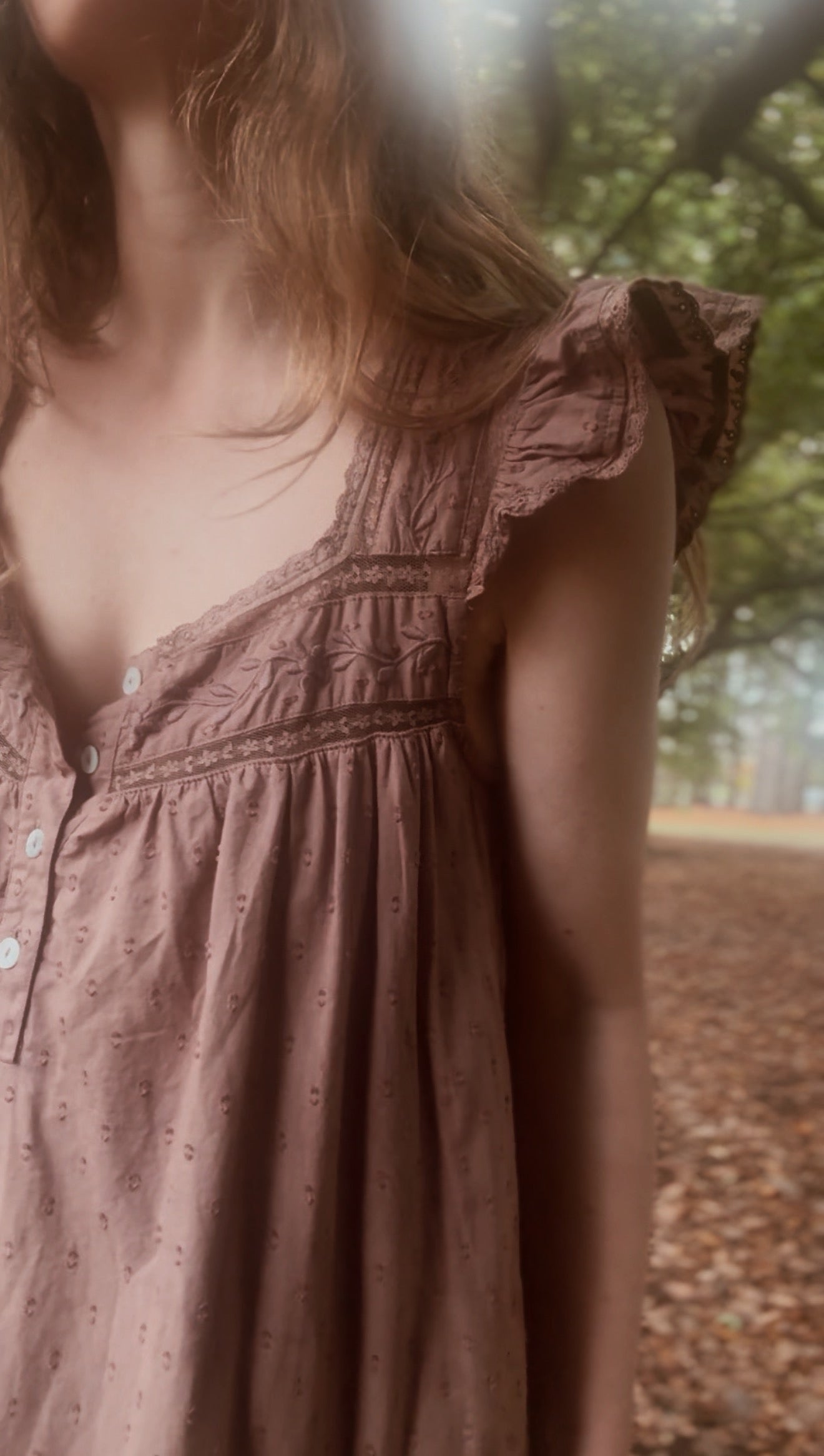 ONE ONLY - 100% RECYCLED COTTON - ALICE DRESS -  CHOCOLATE XS