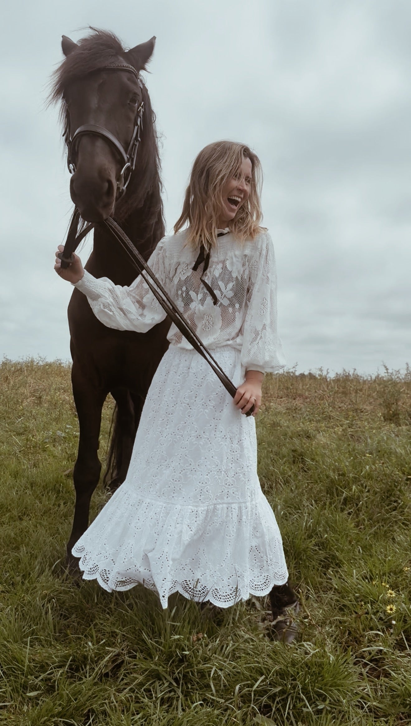 CELESTE CROCHET COTTON BLOUSE WHITE