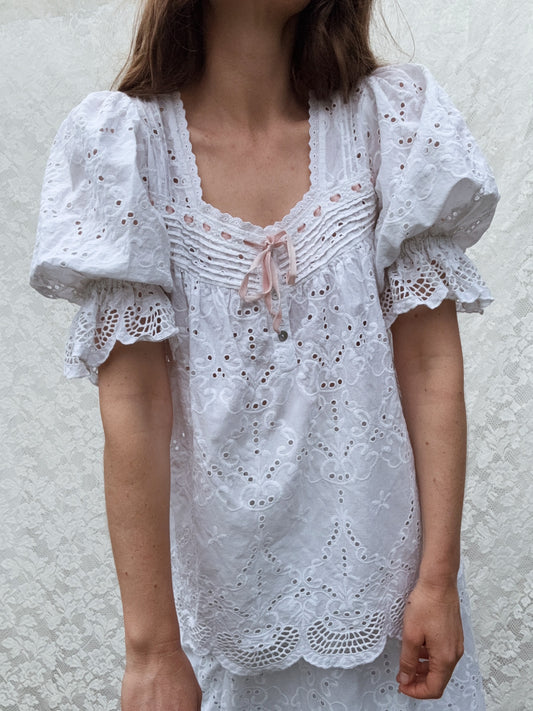 100% RECYCLED COTTON - MORNING SONG BLOUSE WHITE