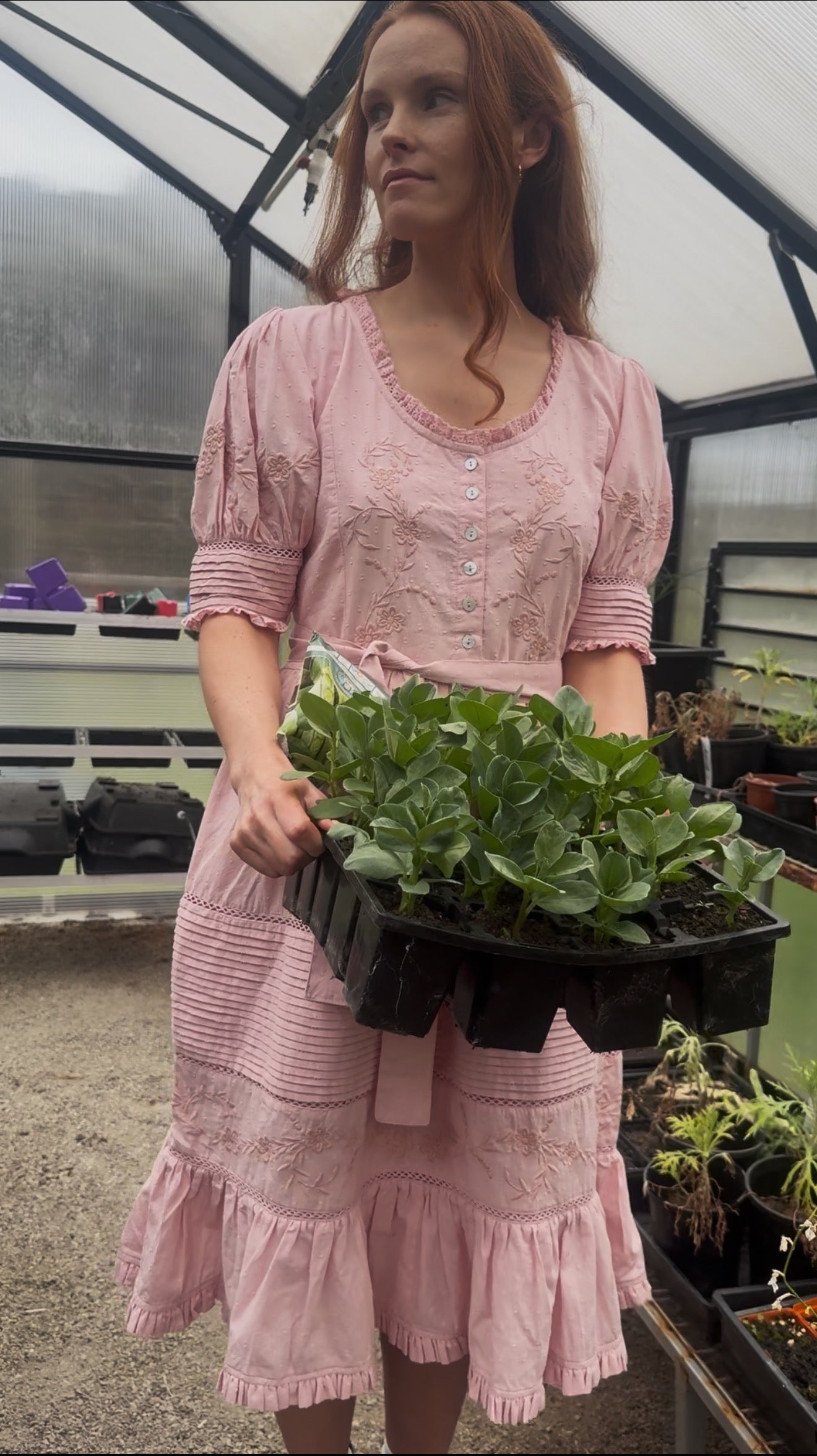 100% RECYCLED COTTON - FAUSTINE DRESS PASTEL PINK