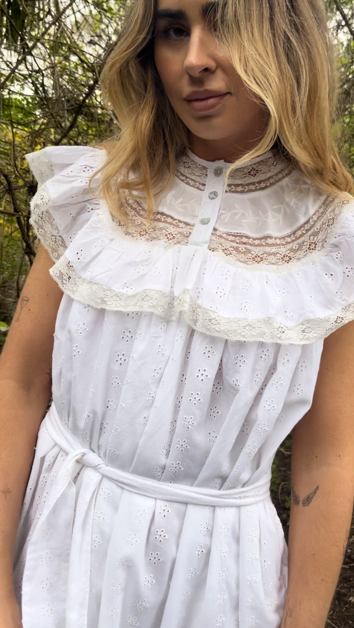 SMALL RESTOCK - 100% RECYCLED COTTON - REVERIE DRESS WHITE