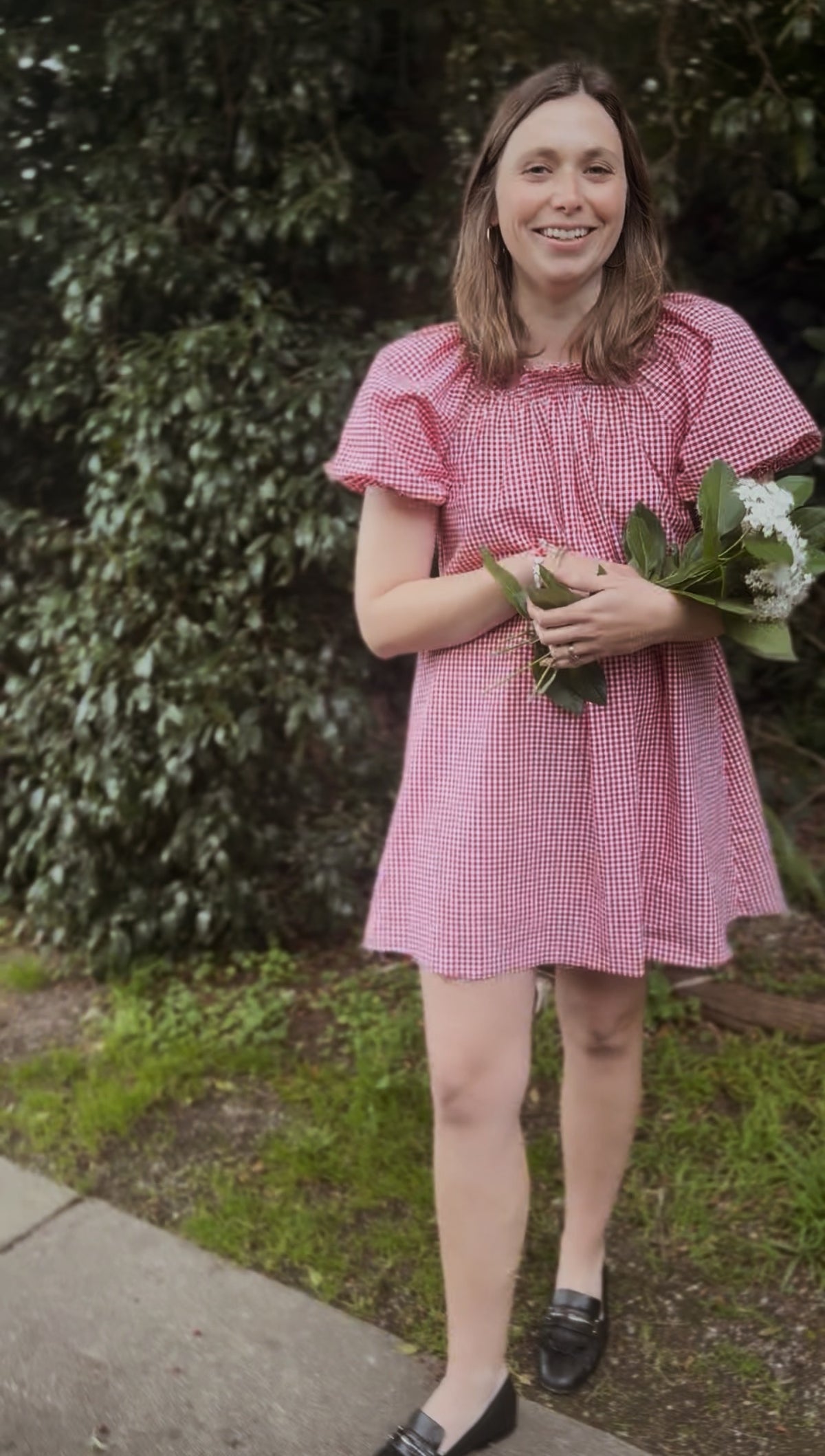 ANYA SMOCK DRESS RED GINGHAM COTTON