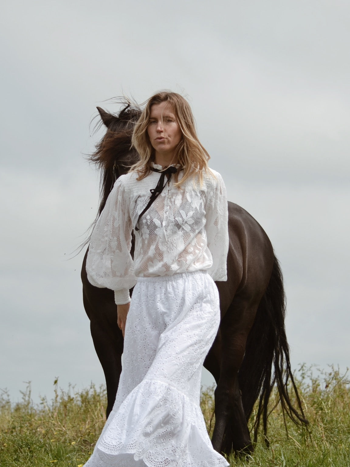 CELESTE CROCHET COTTON BLOUSE WHITE