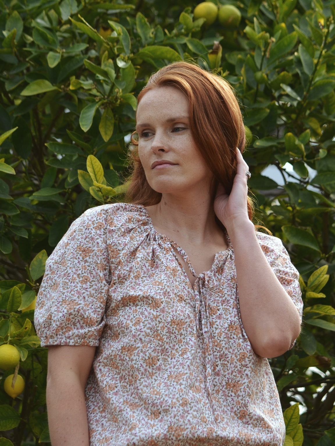 REWORKED - ONE OF A KIND COTTON SMOCK BLOUSE PINK FLORAL SMALL