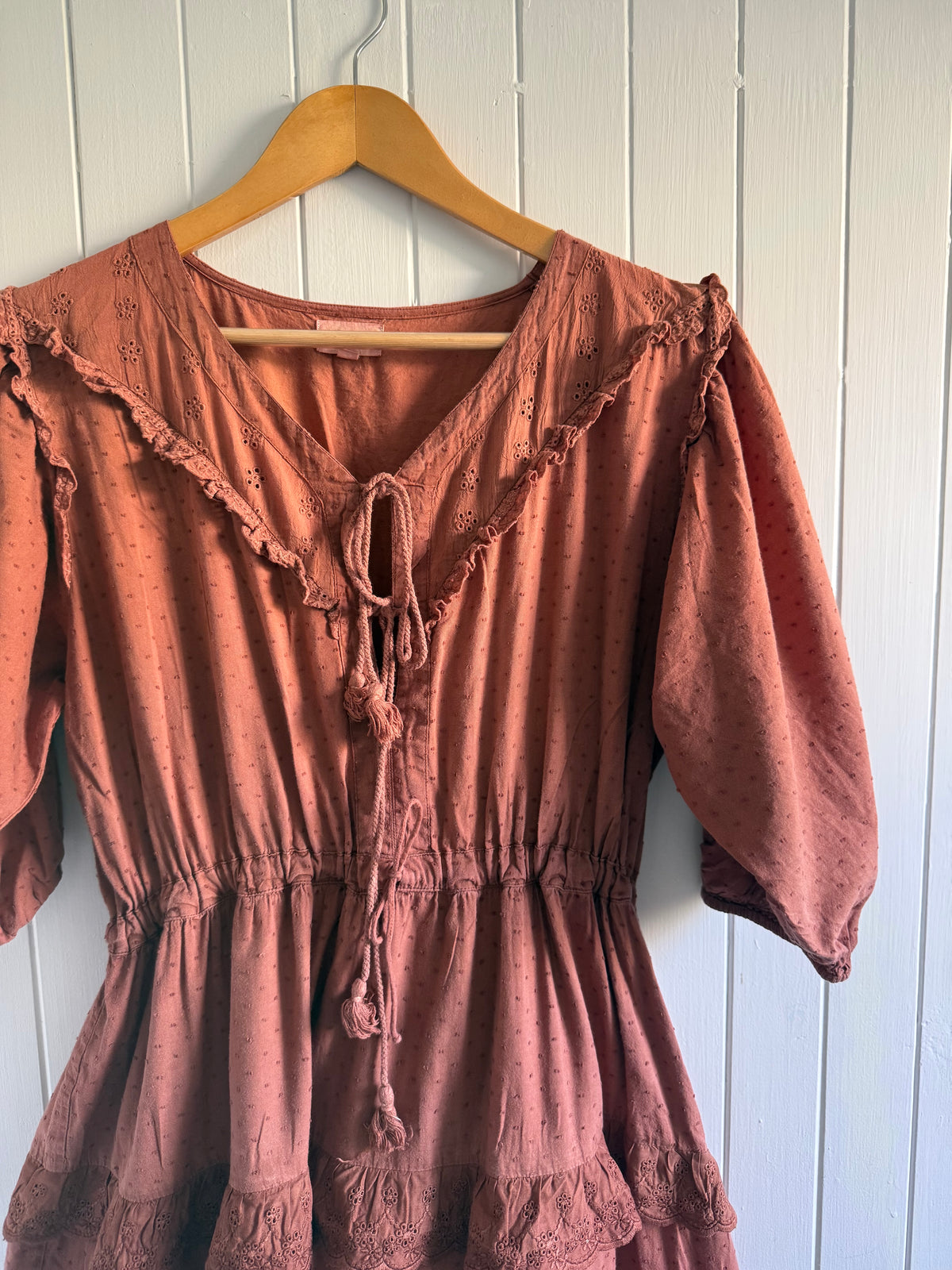PRELOVED - LITTÉRAIRE RUST COTTON LACE DRESS XL