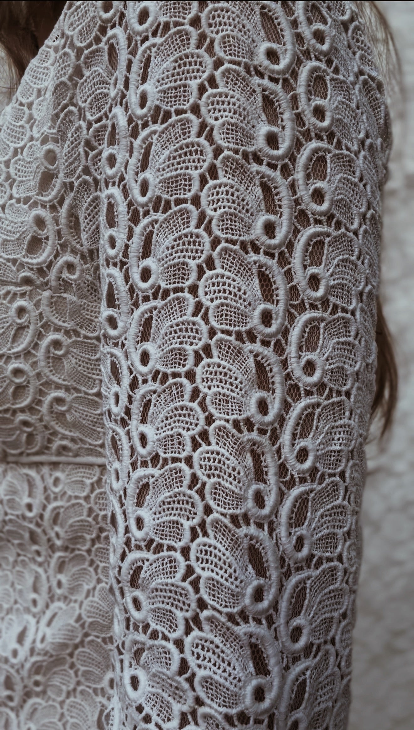 VINTAGE CROCHET WHITE LACE DRESS XS