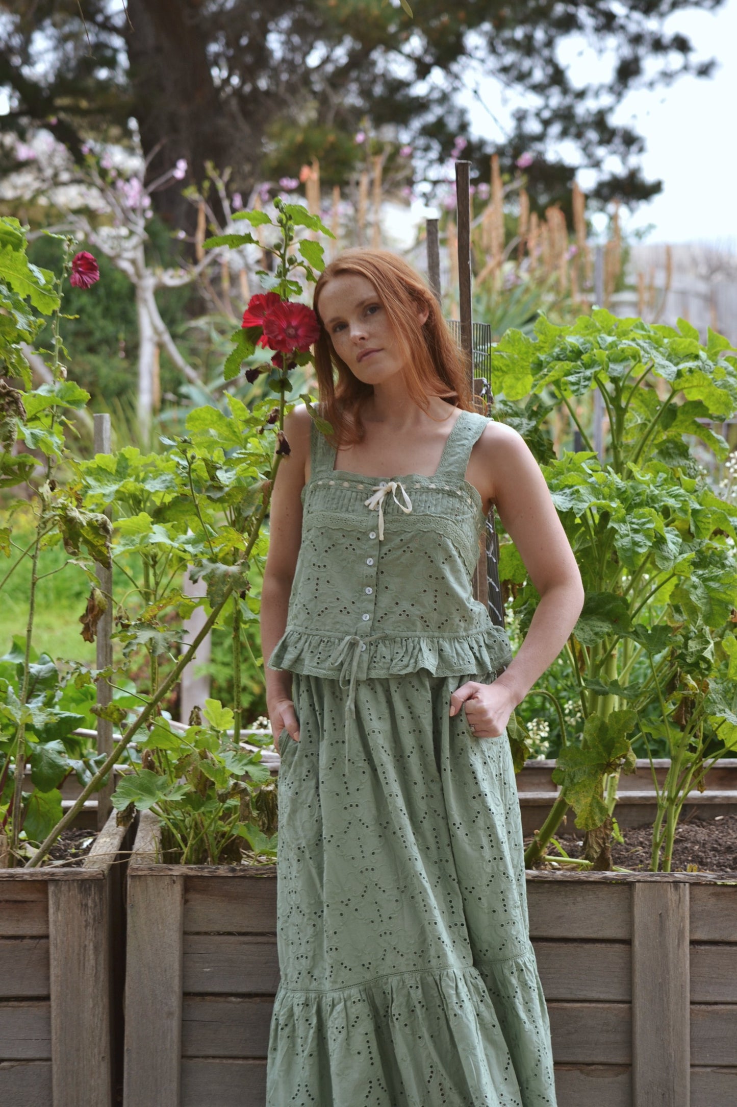 SMALL RESTOCK - 100% RECYCLED COTTON - ETIENNE CAMI SAGE