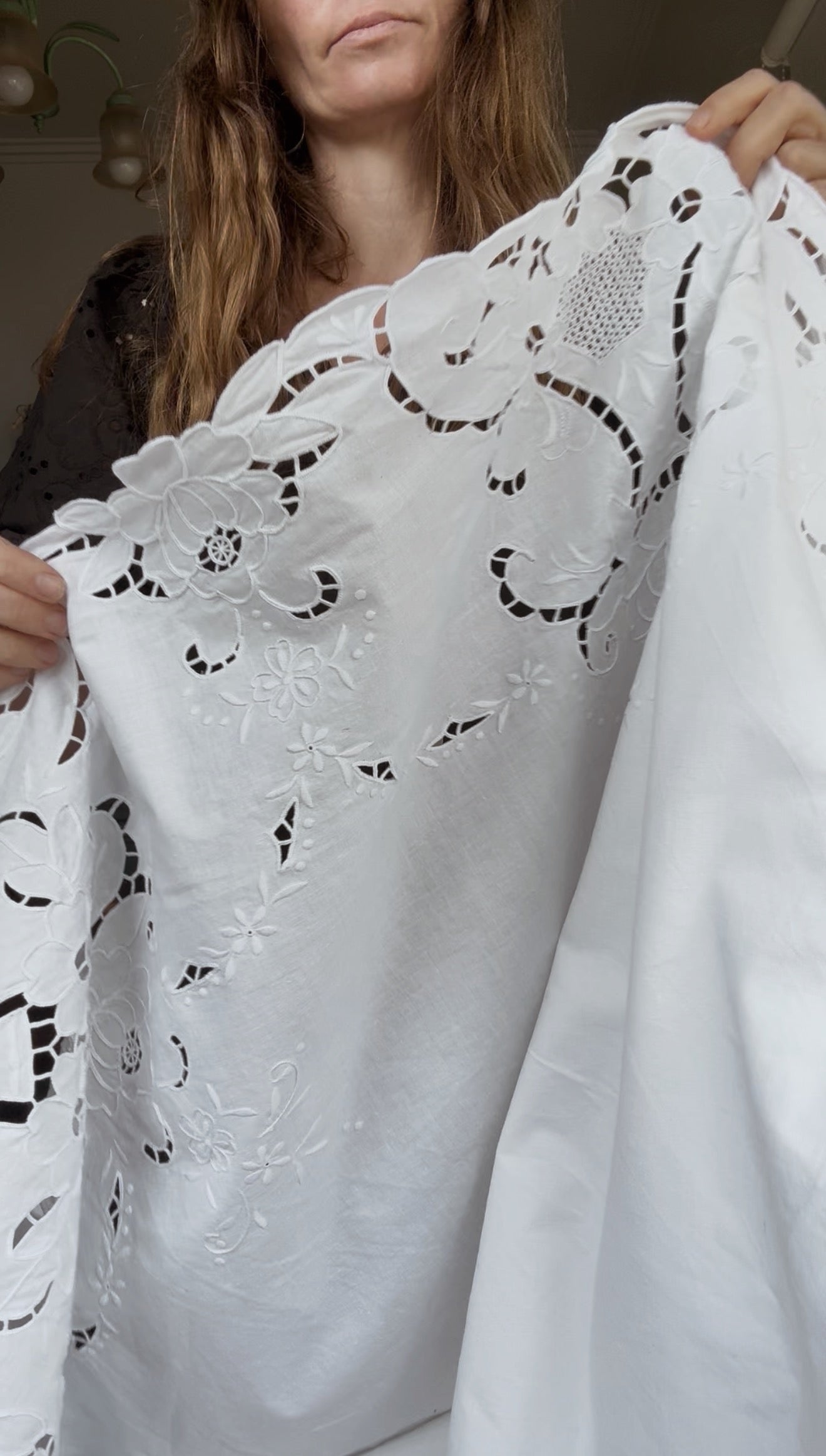 REWORKED TIE FRONT BLOUSE OR CAPELET WHITE