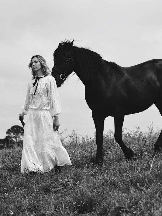 CELESTE CROCHET COTTON BLOUSE WHITE