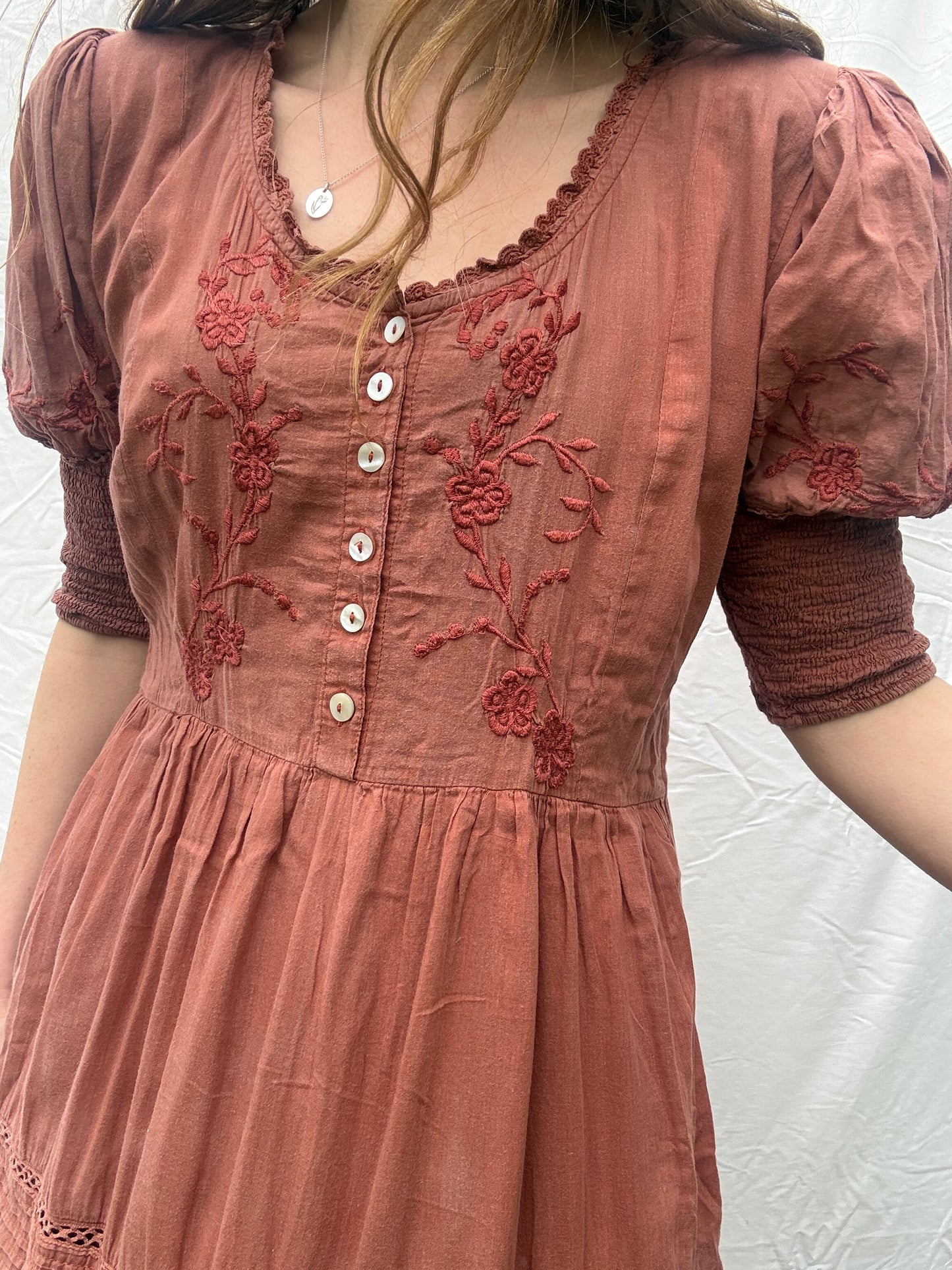 PRELOVED - 100% RECYCLED COTTON - AUGUSTINE MAXI DRESS DESERT CLAY S